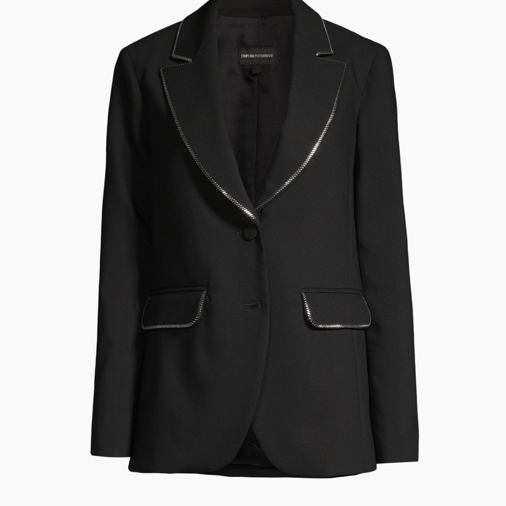 Giorgio Armani Black and Silver Blazer Modern Tailored Design